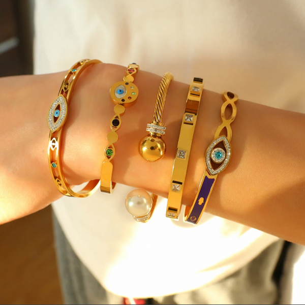 Pearl Cable Cuff Bracelet - Stainless Steel