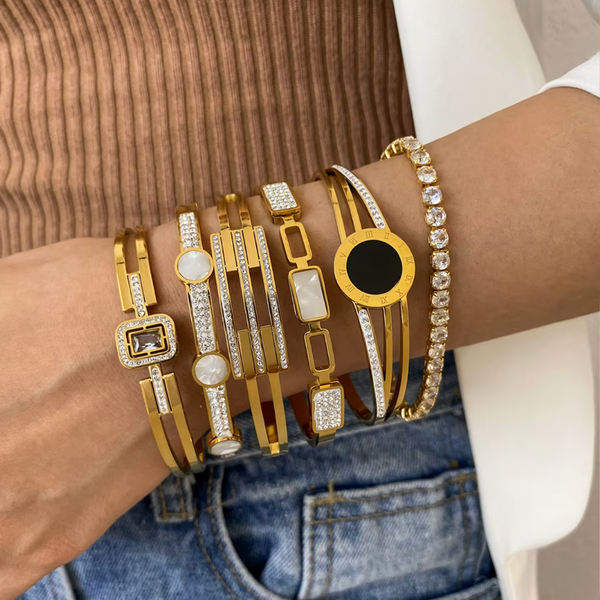 Cassia Elio Bangle Bracelet - Stainless Steel