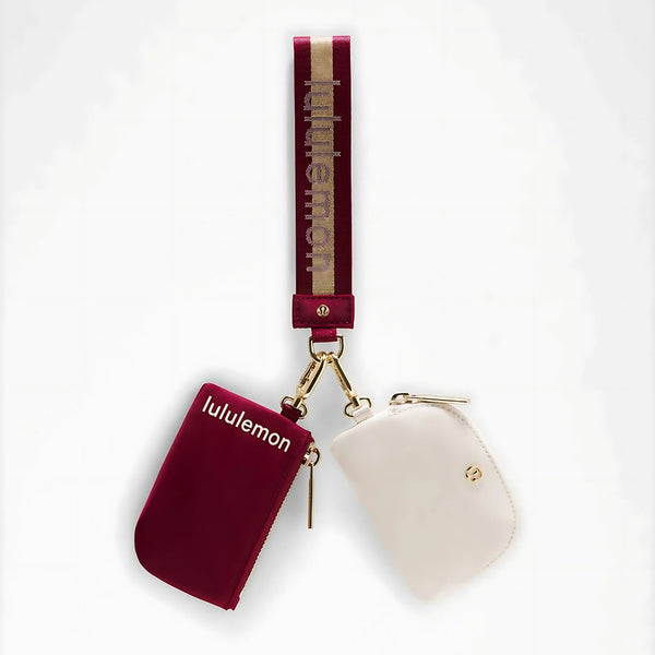Lululemon Dual Pouch Wristlet Wallet Keychain Burgundy Deep Luxe