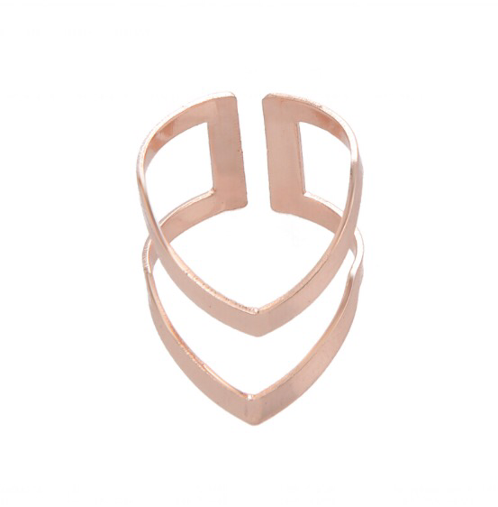Double V Chevron Adjustable Ring - 18K Gold, Silver and Rose Gold Plated