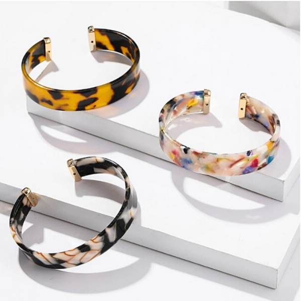 Acrylic Cuff Bracelets w/ Gold Caps