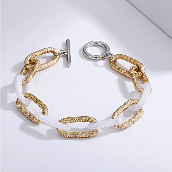 Acrylic + Textured Link Toggle Bracelets