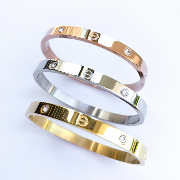 Amour Slim + Stones Bracelets - Stainless Steel