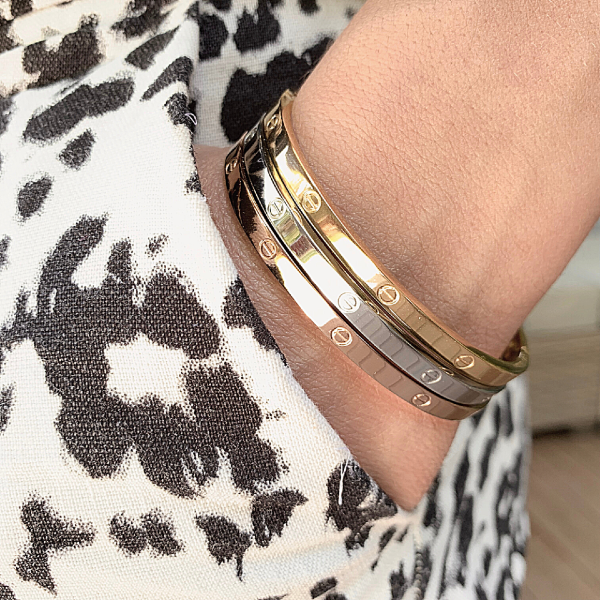 Amour Slim + Stones Bracelets - Stainless Steel