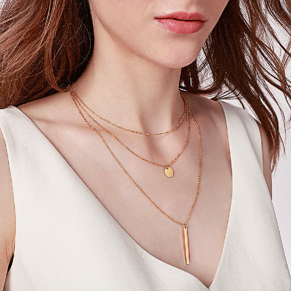 14k rose gold layered necklace deals
