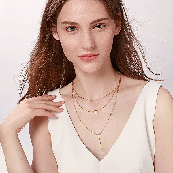 Layered necklace stainless steel deals