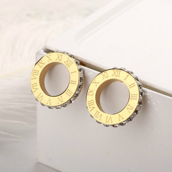 Cassia Roman Numerals Necklace + Earrings Set - Stainless Steel