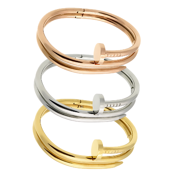 Double Nail Bangle Bracelet Stainless Steel