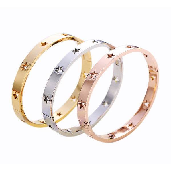 Star Bangle Bracelet - Stainless Steel