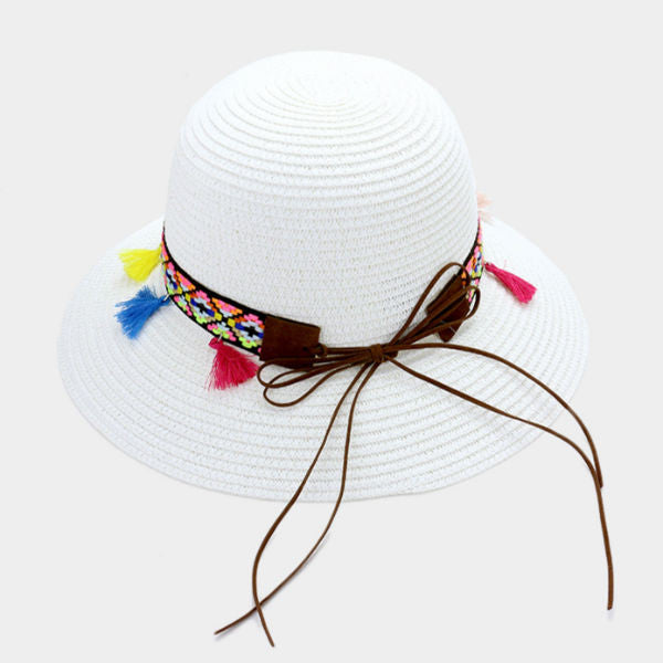 Sun Hat w/ Short Brim White – Pearls And Rocks - Main Image