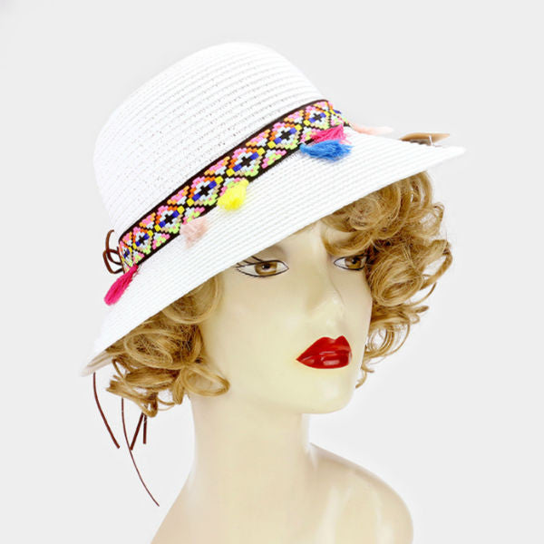 Sun Hat w/ Short Brim - White