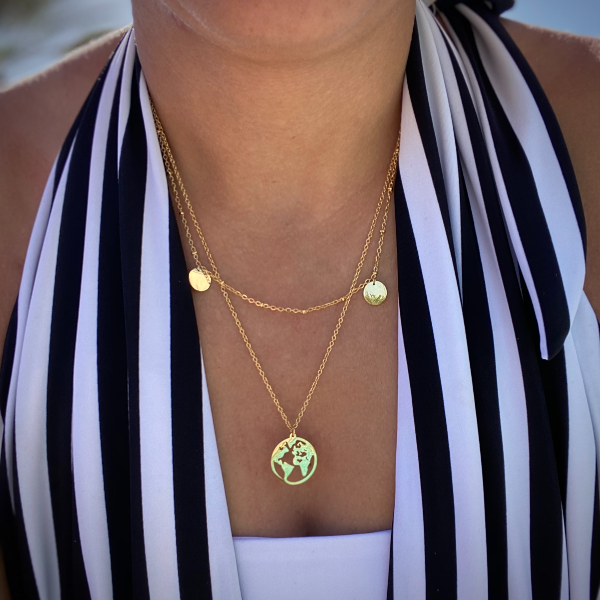 Layered necklace stainless online steel