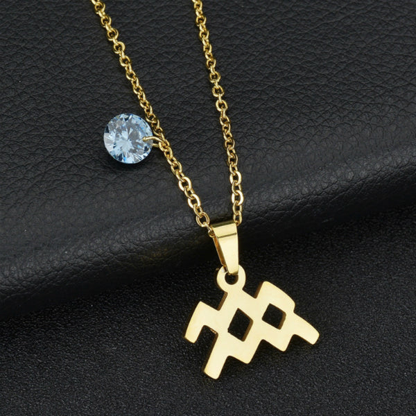 Zodiac Dainty Necklace w/ Stone - Stainless Steel