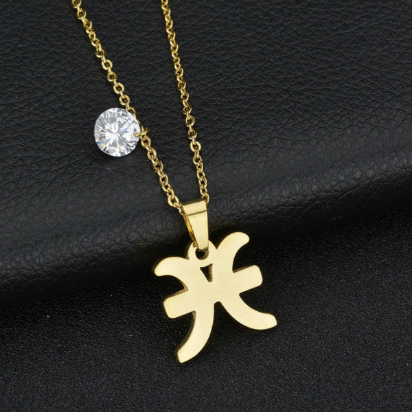 Zodiac Dainty Necklace w/ Stone - Stainless Steel