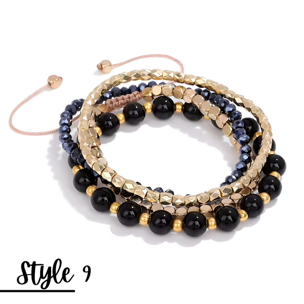 Natural Stone Stretch Adjustable Bracelet Sets of 4