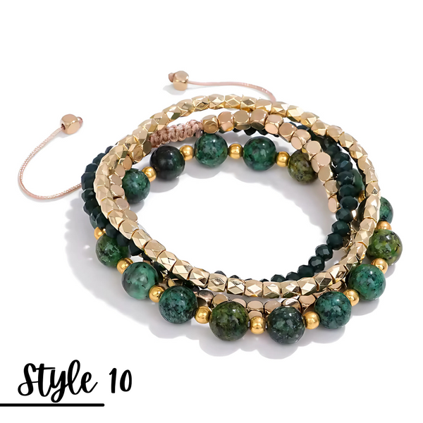 Natural Stone Stretch Adjustable Bracelet Sets of 4