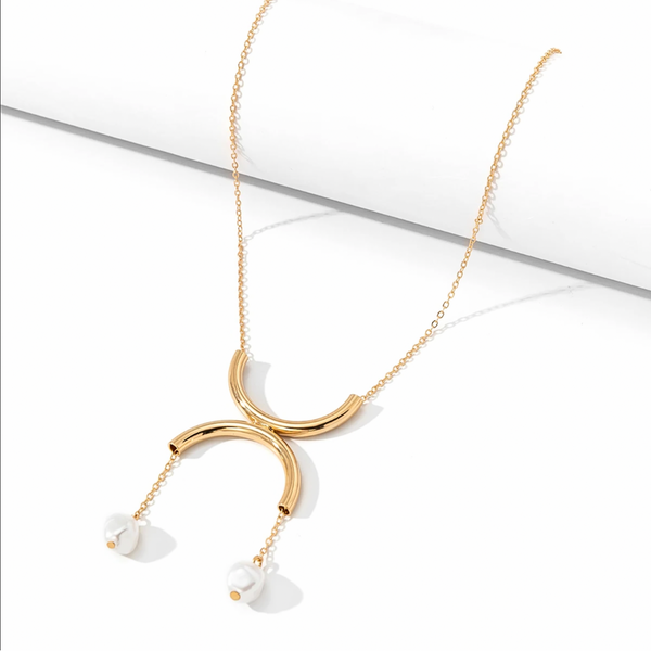 Tubular + Pearls Dainty Necklace