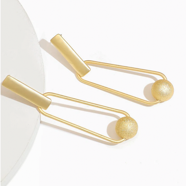 Matte Gold Ball Dangle Earrings