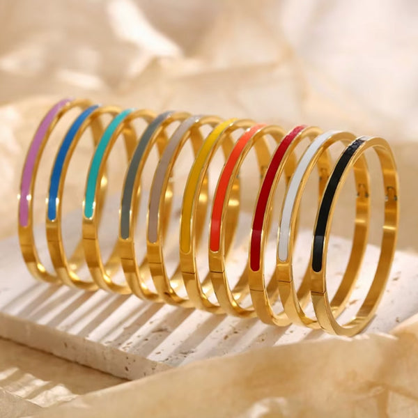 Colorful Enamel Bracelet Collection - Stainless Steel