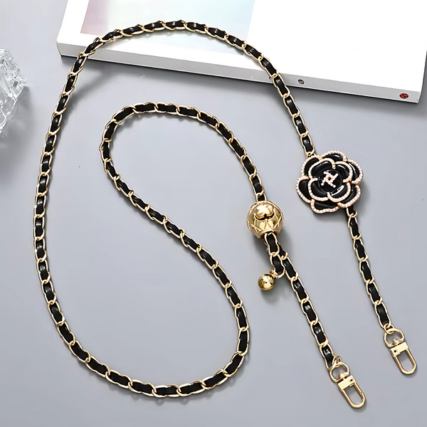 Adjustable Purse Chain Strap w/ Flower Crossbody Bag