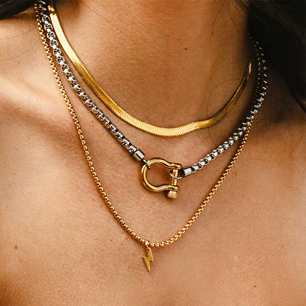 Carabiner Buckle Necklace - Stainless Steel