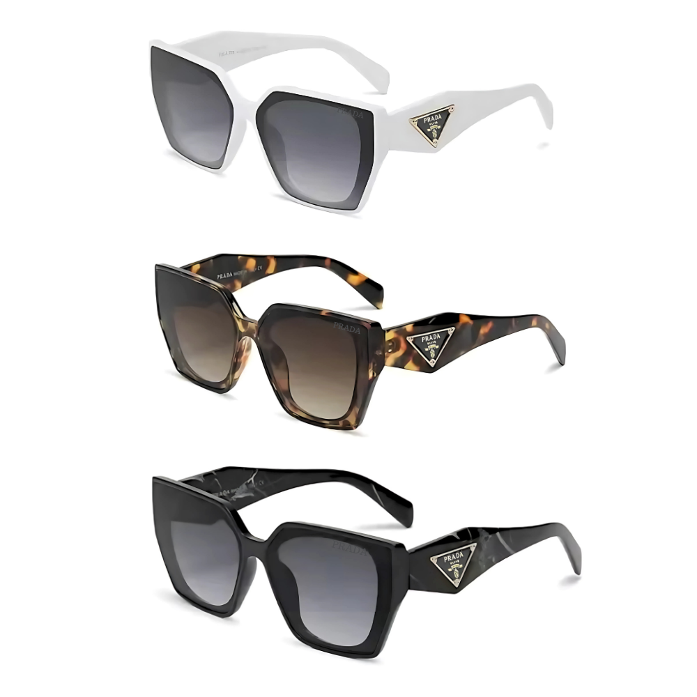 Geometric Sunglasses - White, Tortoise, Black Marble