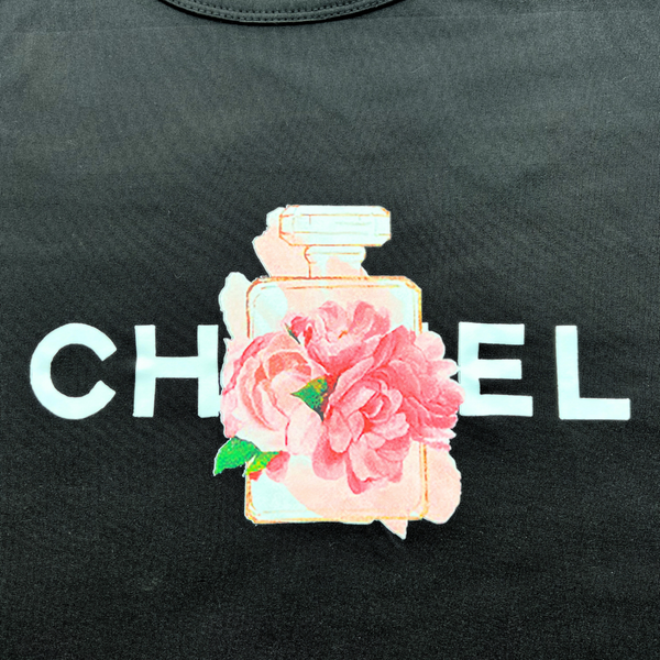 Flower CC Black Fitted T-shirt for Women
