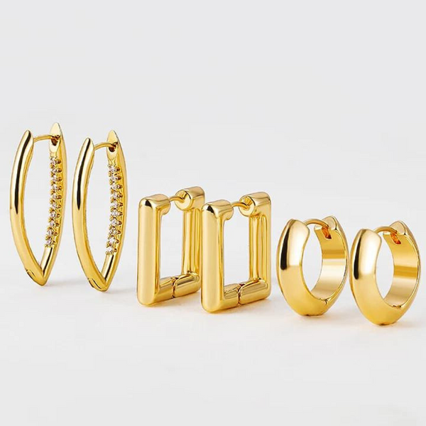 Geometric Hoop Earrings Set of 3