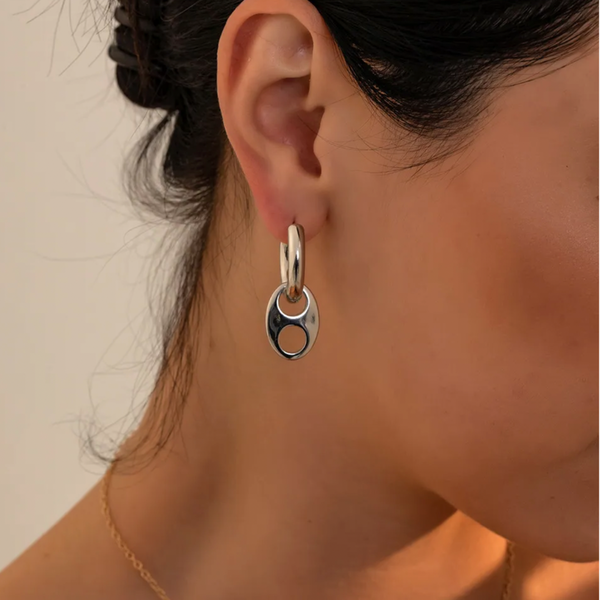 2-in-1 Convertible Silver Dangle Earrings