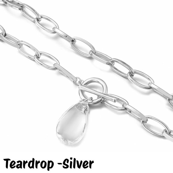 Link Toggle Necklace w/ Pearl Pendant