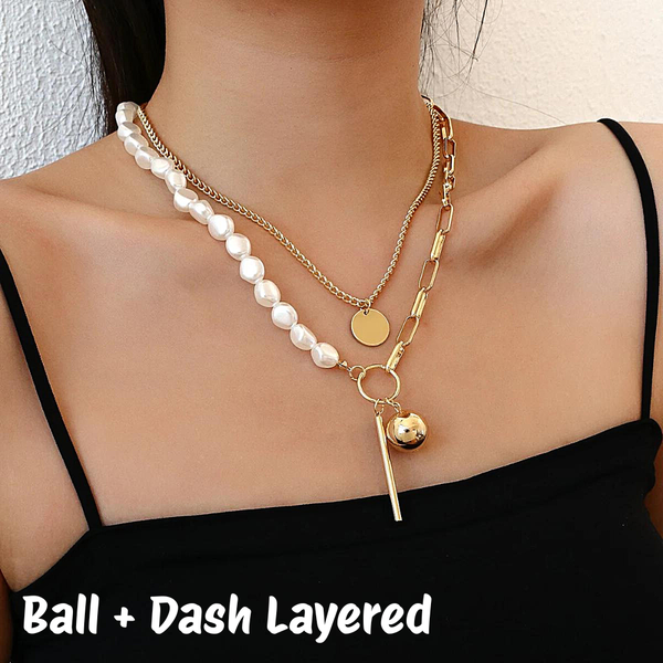 Link Toggle Necklace w/ Pearl Pendant