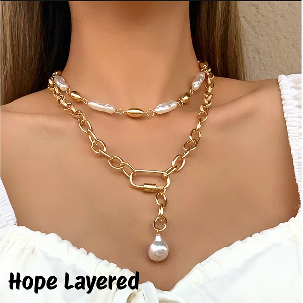 Link Toggle Necklace w/ Pearl Pendant