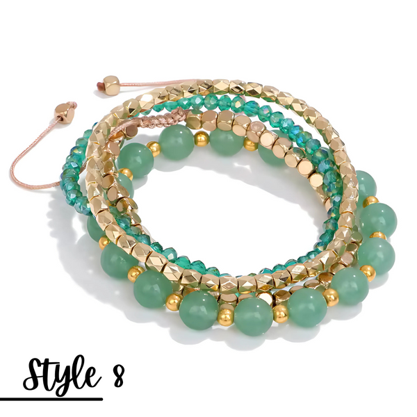 Natural Stone Stretch Adjustable Bracelet Sets of 4