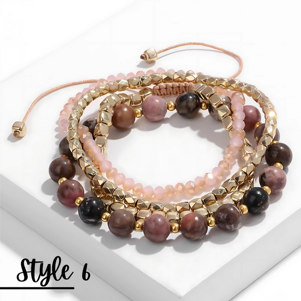 Natural Stone Stretch Adjustable Bracelet Sets of 4