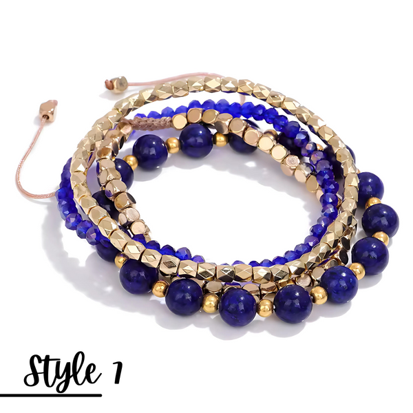 Natural Stone Stretch Adjustable Bracelet Sets of 4
