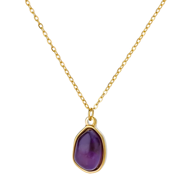 Om Natural Crystal Dainty Gold Tone Necklace
