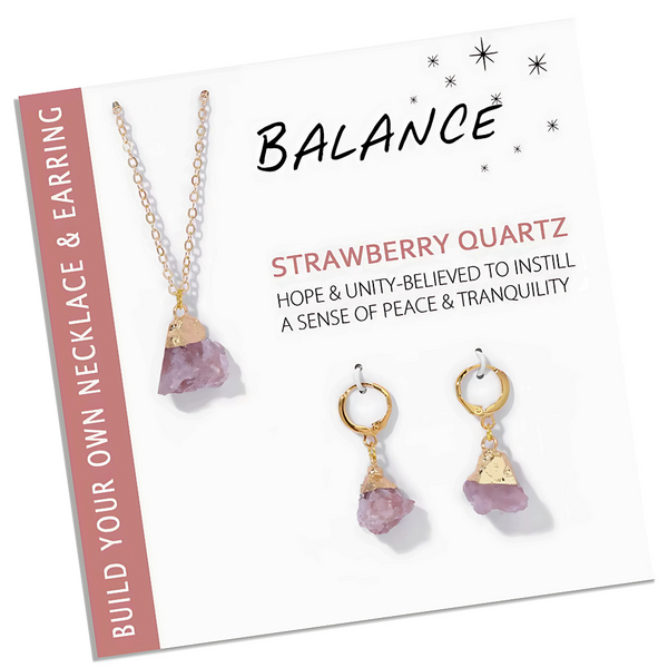Natural Stone Charm Necklace And Earrings Gift Set
