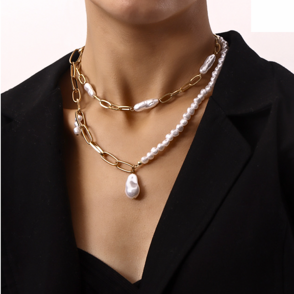 Sima Pearl Layered Statement Necklace