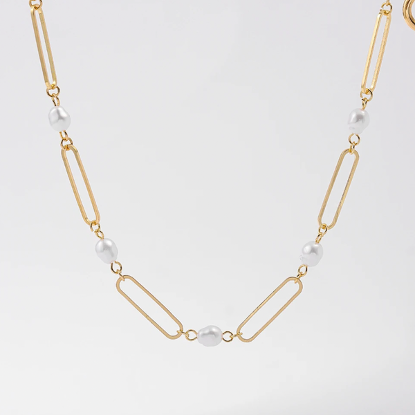Pearl Row Toggle Dainty Necklace