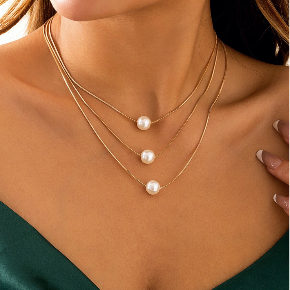 3 Pearl Dainty Necklace Set