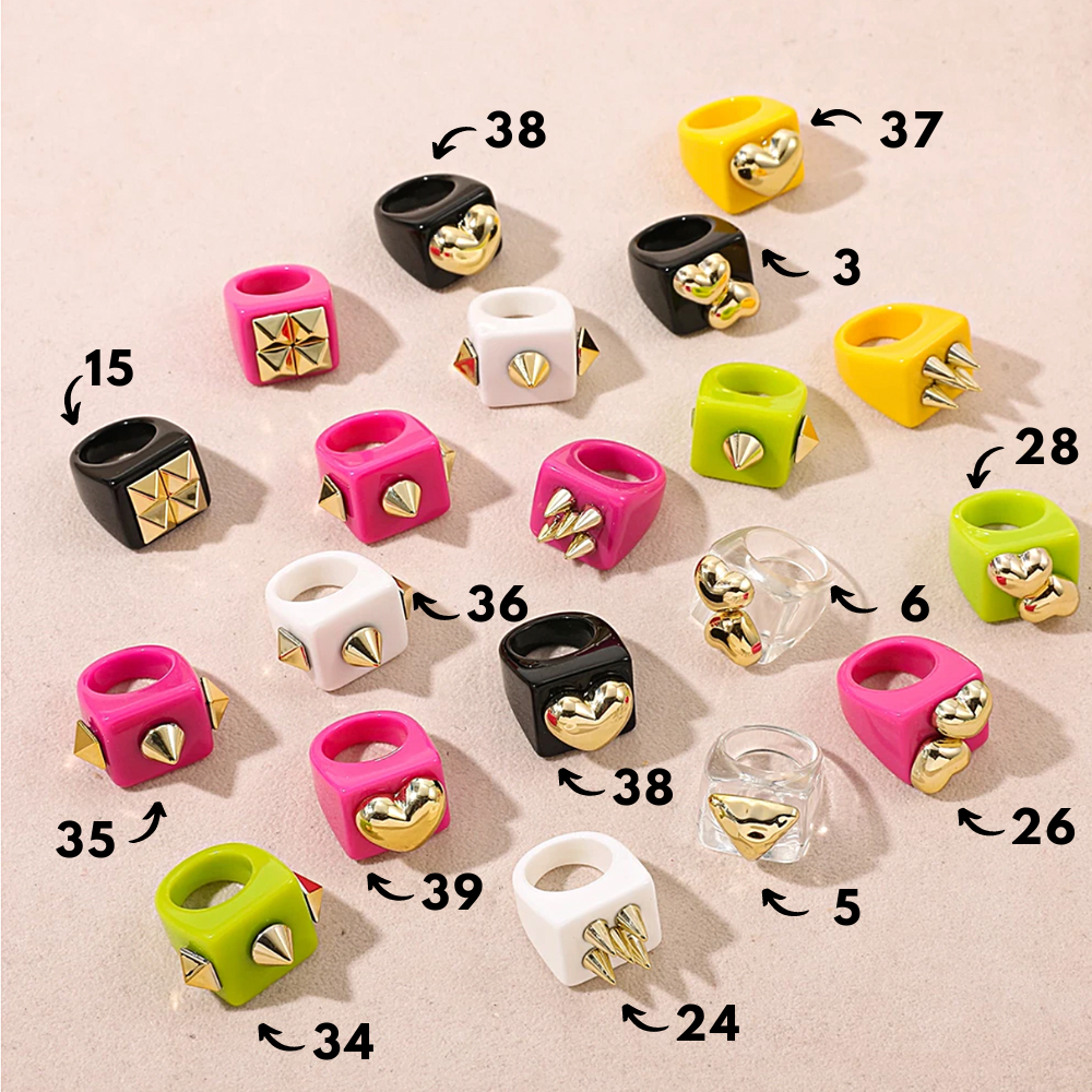 Acrylic Resin Rings – Pearls And Rocks