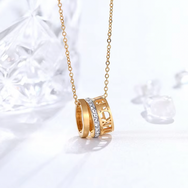 Roman Numerals Charm Necklace - Stainless Steel