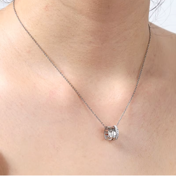 Roman Numerals Charm Necklace - Stainless Steel
