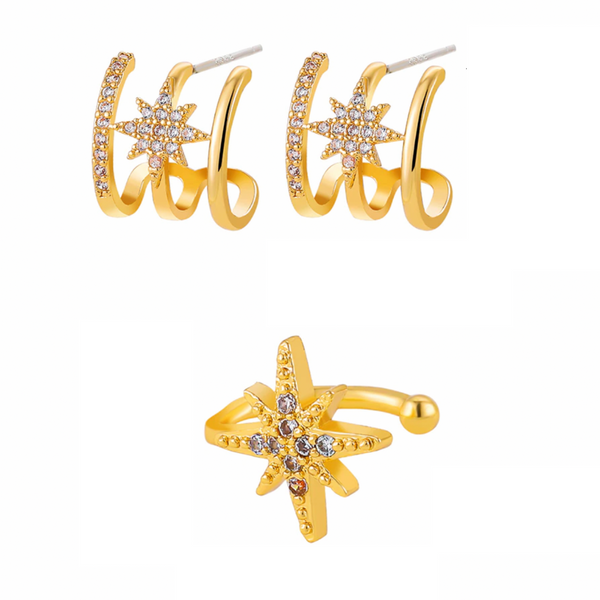 Sublime Set of Earrings and Ear Cuff