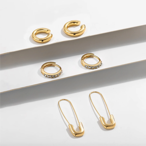 Safety Pin Earrings Set