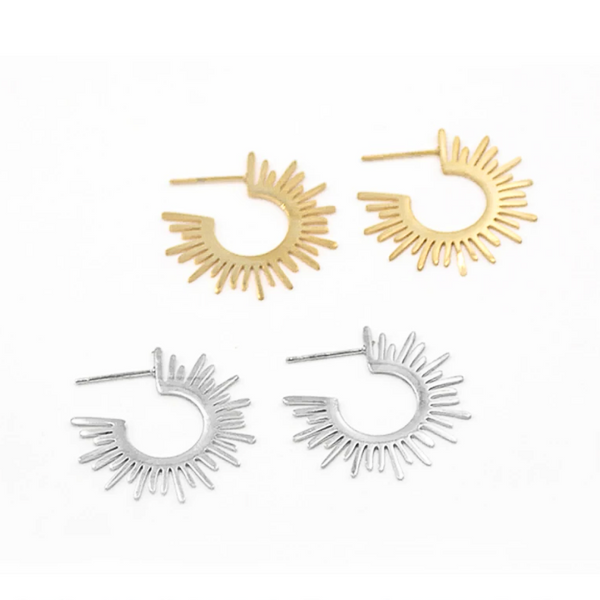 Sun Hoop Earrings - Stainless Steel