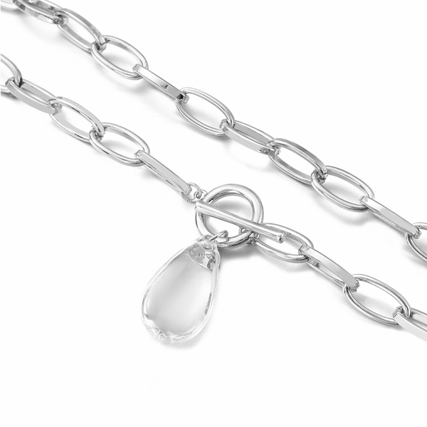 Clear Teardrop Chunky Toggle Statement Necklace