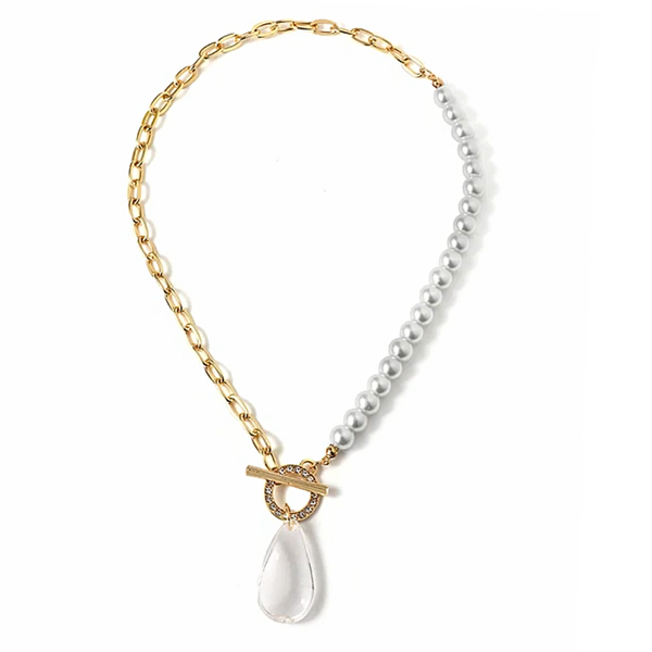 Teardrop and Pearls Statement Necklace
