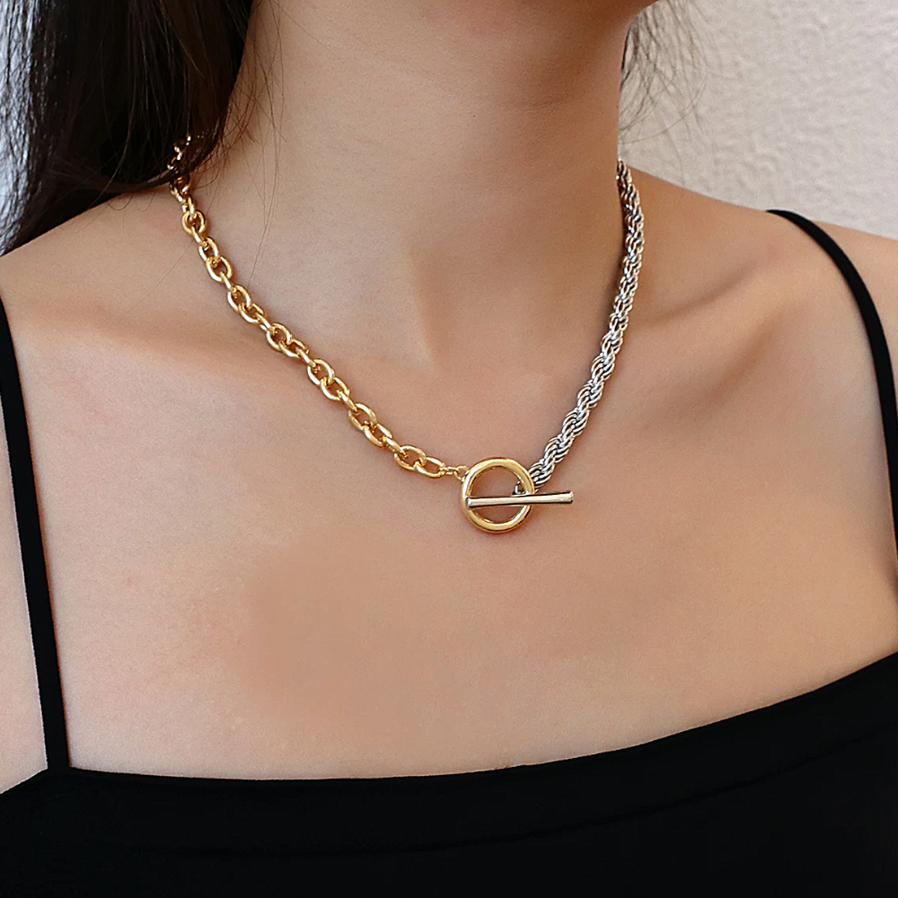 Gold + Silver Toggle Necklace