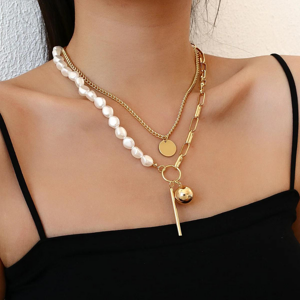 Ball and Dash Layered Statement Necklace